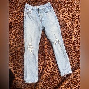 AGOLDE Light Blue Distressed Women's Jeans style Riley